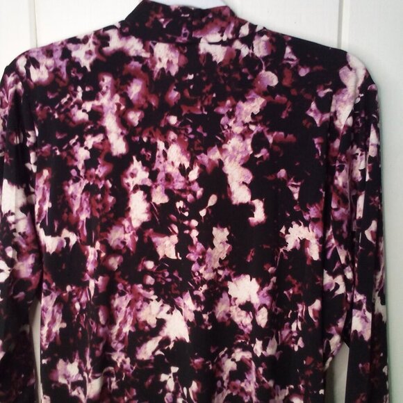 Rachel Rachel Roy Blouse Women M Long Sleeve V-Neck Wrap Floral Black Purple - Picture 11 of 14